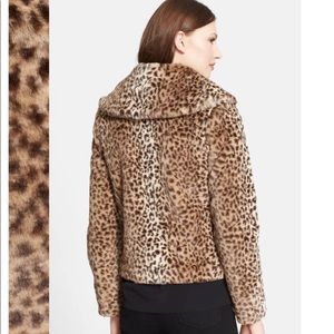NWOT Leopard print cropped faux fur jacket. Warm an stylish. Statement piece!